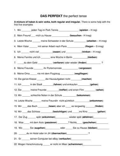 das Perfekt - perfect tense in German