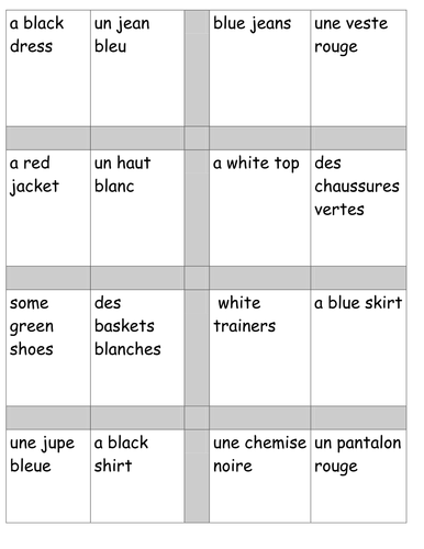 Clothes and colors dominoes
