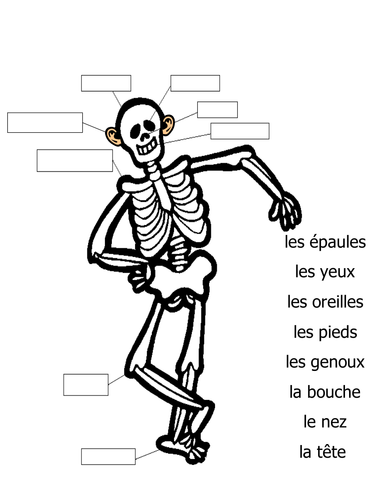 Le corps - body parts in French labeling activity and flashcard activity