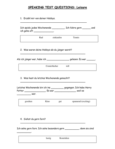 Leisure gap fill sheet