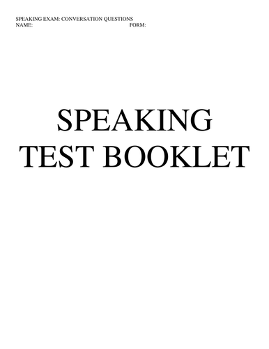 Speaking Booklet with example answers