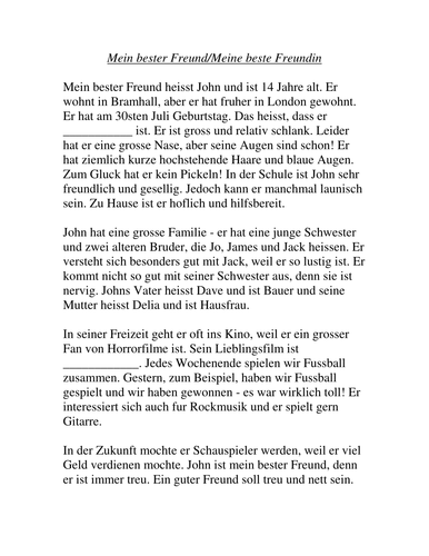 mein freund essay in german