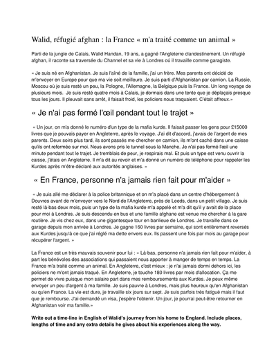 Story of an Afghan immigrant - France & UK