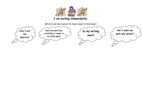 independent working reminder card