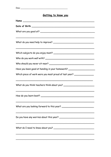Getting to know you