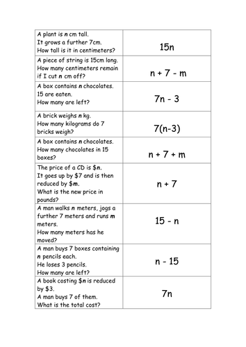 matching-algebraic-expressions-worksheet