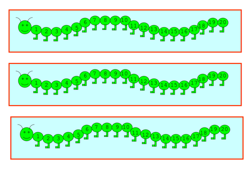 Table top caterpillar number line - 1-20 - Word Version