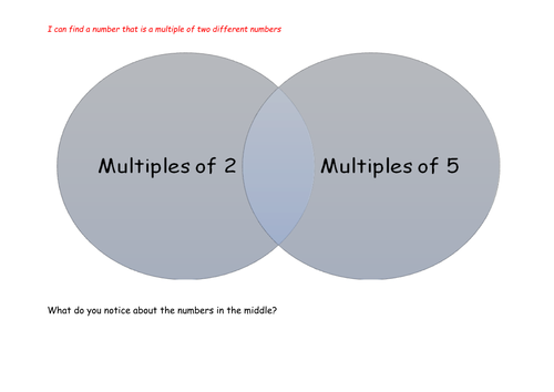 Multiples; factors and shape sorting