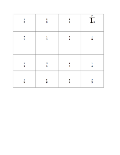 Equivalent Fractions Slaps Game