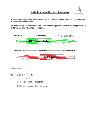 Notes on 2-D variable acceleration