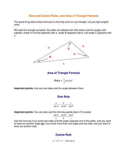 Sine and Cosine Rules