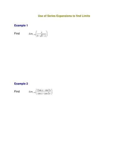 Limits of Infinite Series