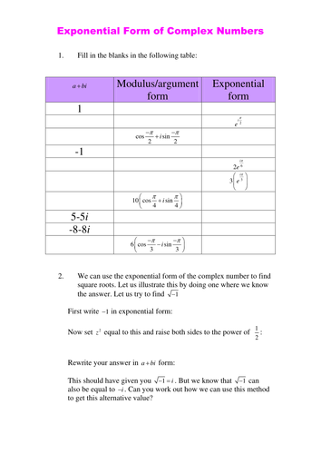 Complex numbers | Teaching Resources