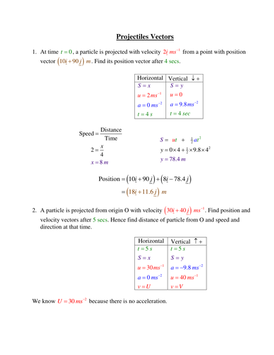 Using Vectors in Projectiles