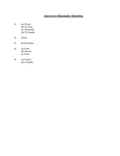 Kinematics Questions