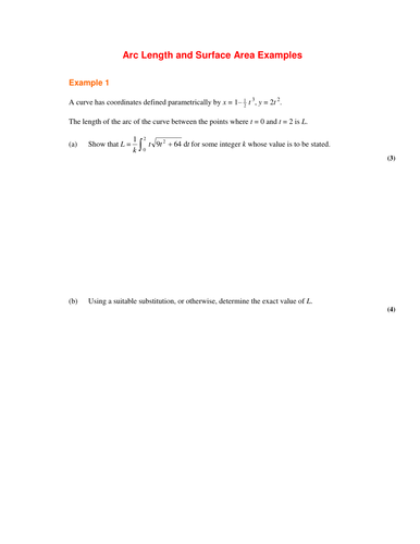 Arc length and surface area of revolution