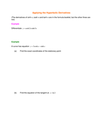Hyperbolic Functions