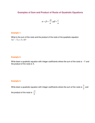 Roots of Quadratics