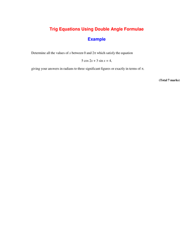 Double and half angle formula.