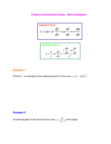 Product and Quotient Rules