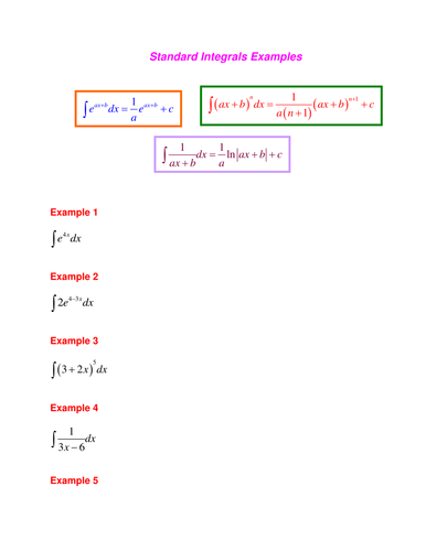 Standard Integrals