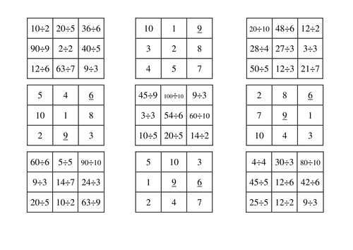 Division Bingo