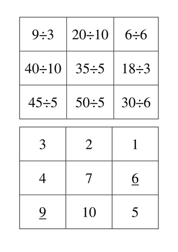 Division Bingo