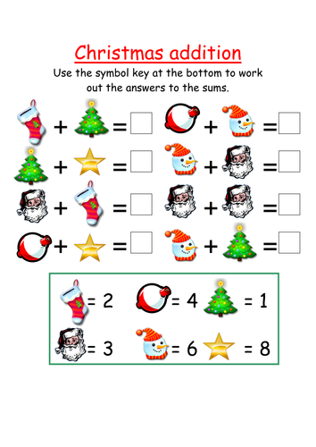 Christmas symbol addition activity