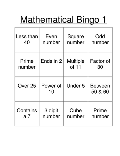 Math Bingo! | Teaching Resources