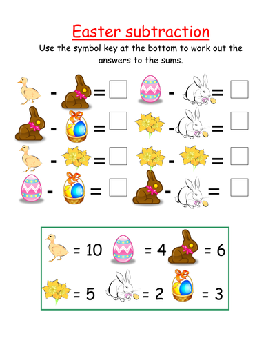 Easter symbol subtraction activity | Teaching Resources