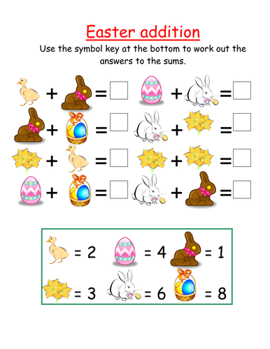 Easter symbol addition activity | Teaching Resources