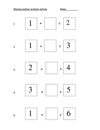 Simple missing number sheet