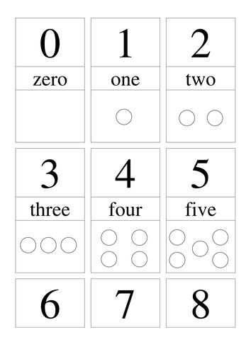 Number Flash Cards - 6 to a page version
