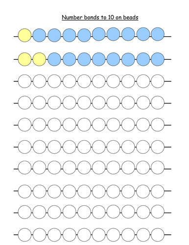 Number bonds to 10 - colour the beads | Teaching Resources