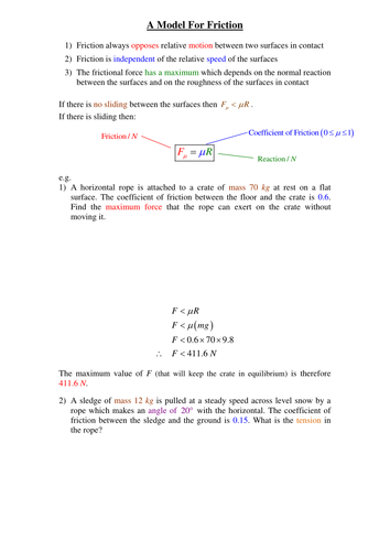 Friction Notes and examples