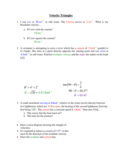 Worked Examples on Velocity