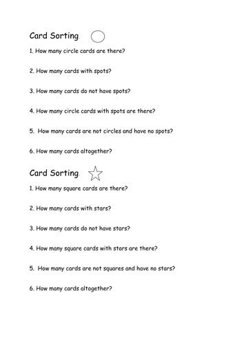 Carroll diagram sorting spots/stripes on 2D shapes