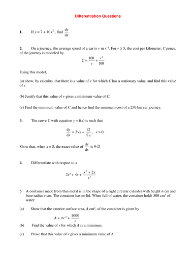 Differentiation Exercise