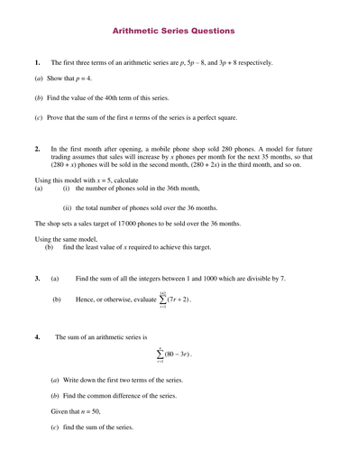 Arithmetic Series Questions