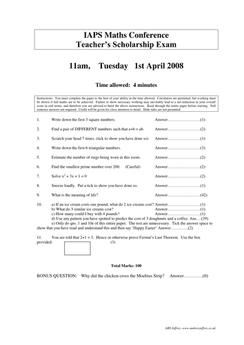 Mock 'read the question properly' exam