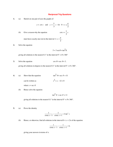 Reciprocal Trigonometric Functions