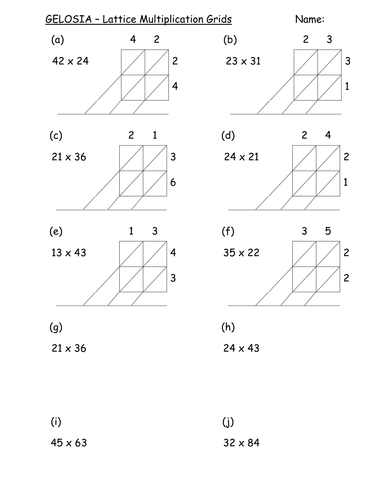 handout – Lattice Multiplication Grids