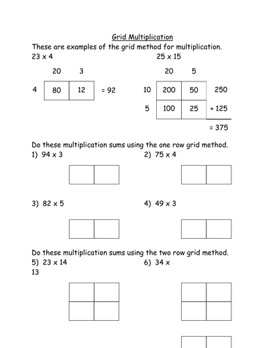Handout – 2x1 Grid Multiplication | Teaching Resources