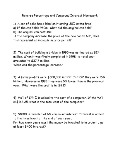 % and Compound Interest