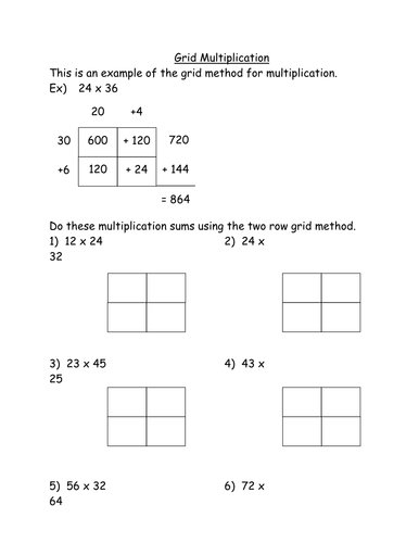 Grid multiplication handout | Teaching Resources