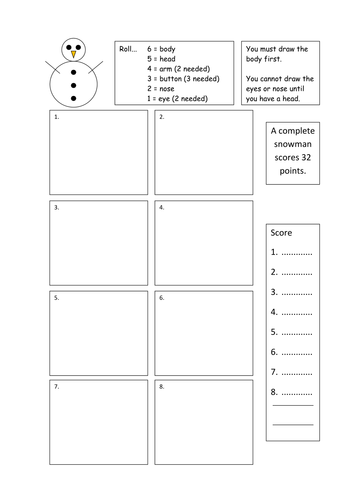 Snowman Counting Activity