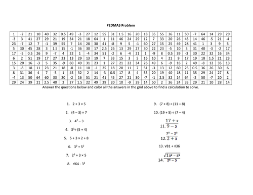 Pemdas Coloring Problem