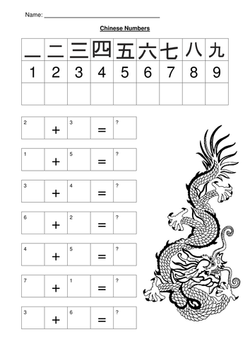Chinese New Year - Numbers 1-9 worksheet