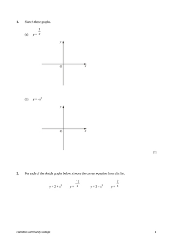 Test Questions – Cubic and reciprocal