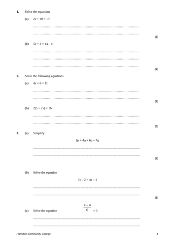 Solving Algebraic Equations